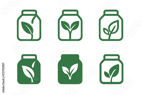 Eco-Friendly Logo Variations. Product packaging. Set Logo of product packaging: Eco-friendly package. harmonious logo variations of the same emblematic concept