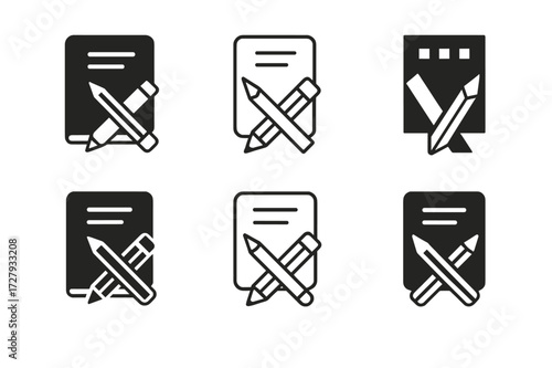 Group Study Logos. A student engaging in a group study session to prepare for a test. Set Logo of A student engaging in a group study session to prepare for a
