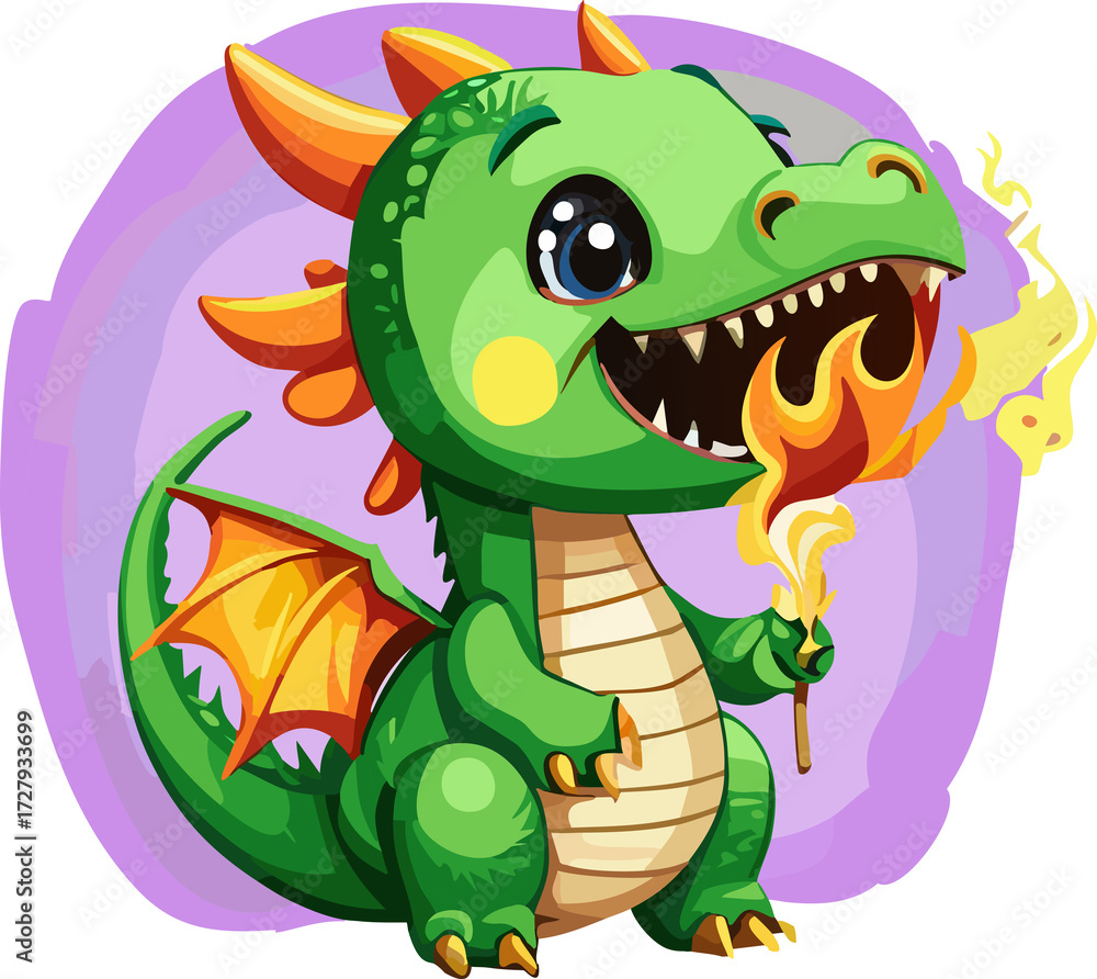 Fototapeta premium dragon cartoon smile fry