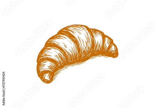 Croissant hand drawn sketch vector illustration