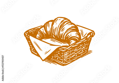 Croissant hand drawn sketch vector illustration