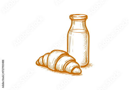 Croissant hand drawn sketch vector illustration