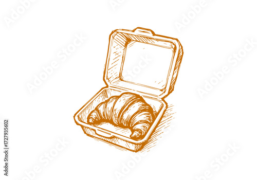 Croissant hand drawn sketch vector illustration