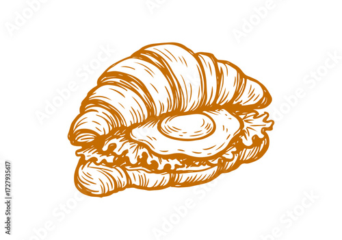 Croissant hand drawn sketch vector illustration