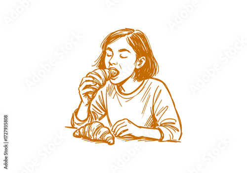 Croissant hand drawn sketch vector illustration