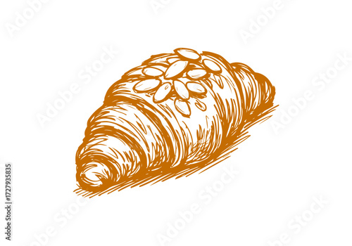 Croissant hand drawn sketch vector illustration
