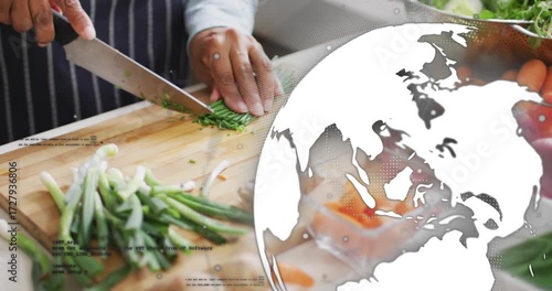 woman home cook chopping chives on cutting board animating globe eastward per chop for cooking