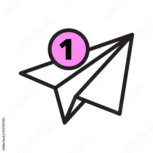 Modern communication icon showing a new incoming message notification graphic symbol
