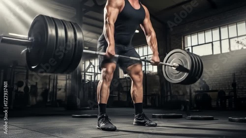 Weightlifting powerlifting deadlift exercise in gym fitness training