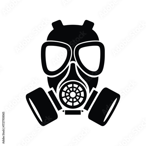 Black silhouette icon of a protective gas mask respirator.