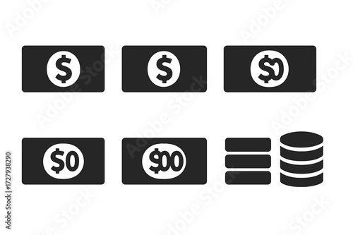 Monopoly Money Icons. Solid, filled icon set of empire warfare tactics: battering ram, siege ladder, catapult, shield wall, war drum, spyglass, war banner,