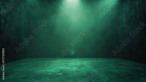 Green Foggy Abstract Background with Dramatic Light Effects