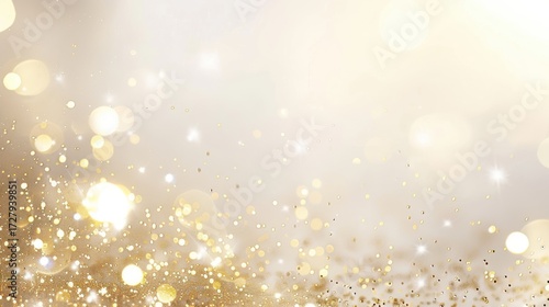 Shimmering Golden Glitter Background with Soft Bokeh Lights