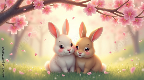 A pair of rabbits with soft fluffy fur