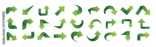 Set of green arrow icons, pointing up, down, left and right icon, vector 10 eps.