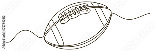 Minimalist continuous line drawing of an American football sport game