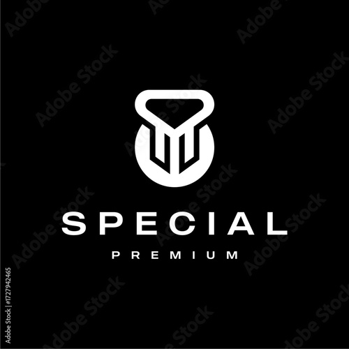 modern M kettlebell logo design template