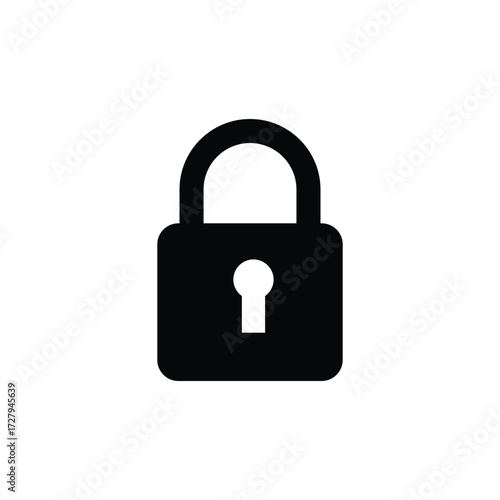 Simple Black Padlock Icon: Security, Privacy, and Protection Symbol