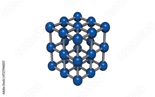 Illustration of a crystal lattice structure featuring spherical atoms interconnected with lines, perfect for educational contexts