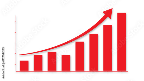 Business growth graph on a white background symbolizing top performance, success, progress, and the concept