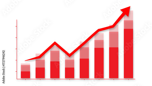 Business growth graph on a white background symbolizing top performance, success, progress, and the concept