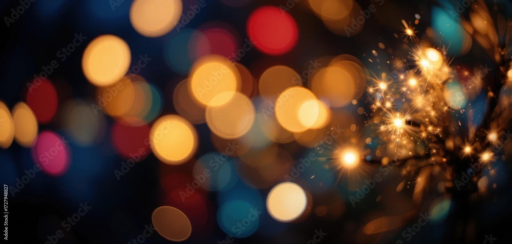 Obraz premium Blurred Bokeh of Christmas Lights Creating a Magical Holiday Atmosphere