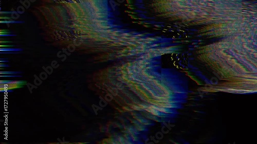 Abstract 4k 3D animation with colorful glitch effects, RGB channel separation, and digital distortions on a dark background. Ideal for tech intros, sci-fi, music videos, and modern motion designs.