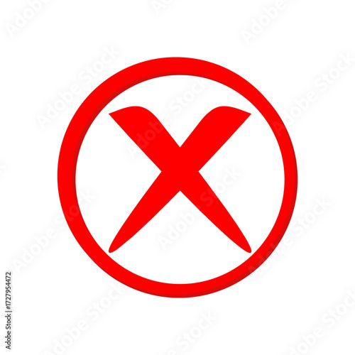 Red x symbol inside a red circle on white background