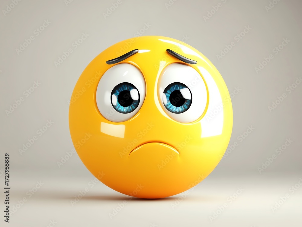 Fototapeta premium Emoji with protruding eyes Emotion 3d cartoon icon Yellow round emoticon Vector illustration