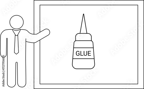 sketch of presentation person icon and glue icon
