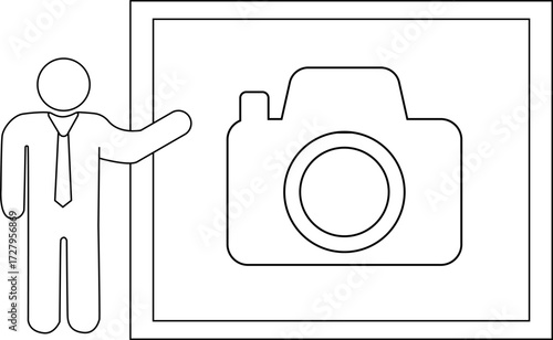 sketch of presentation person icon and camera icon
