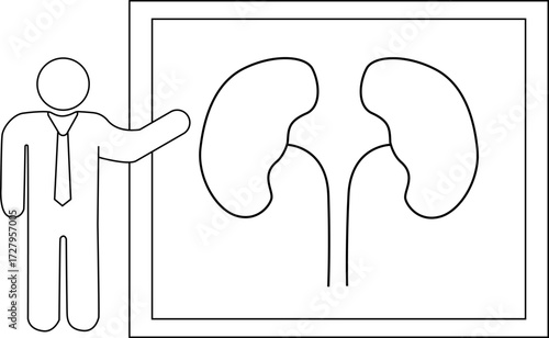 sketch of presentation person icon and kidney icon