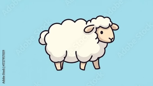 Wallpaper Mural Cute cartoon sheep illustration on a light blue background. Torontodigital.ca