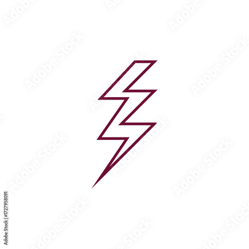 Free Download Stylized lightning bolt symbol with a red outline on a white background - GFXLoad