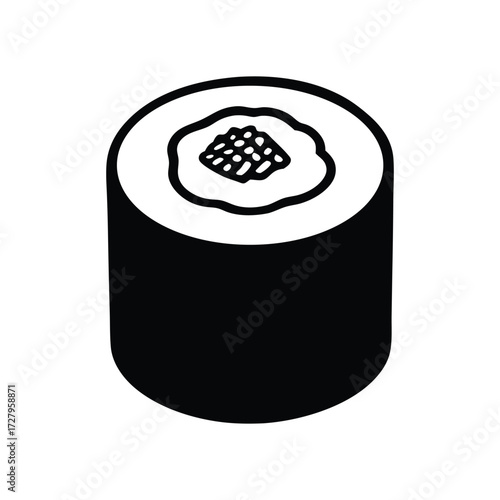 Black Silhouette of a Sushi Roll maki black and white