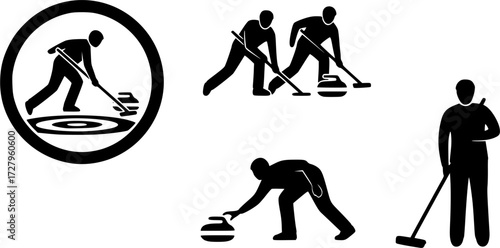 Curling silhouette, Curling players silhouette, Curling players , Curling sports silhouette, Curling player clipart