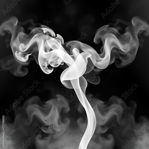 White, puff of smoke and fog, vapor isolated on png or transparent background with gas pattern and mist. Misty, smoky and incense burning with steam, smog and cloudy, spray or powder with texture
