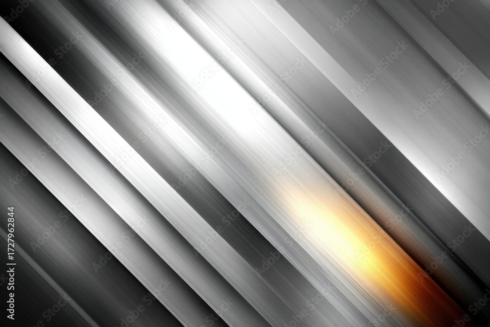 Fototapeta premium Diagonal Metallic Lines Abstract: A sleek, modern composition of diagonal metallic lines, interplaying with light and shadow. The design exudes a sense of movement and dynamism. 