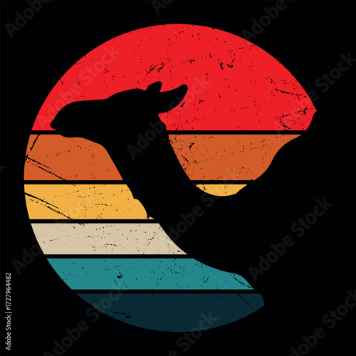 Funny Camel Retro Vintage Sunset Camel T-shirt Design