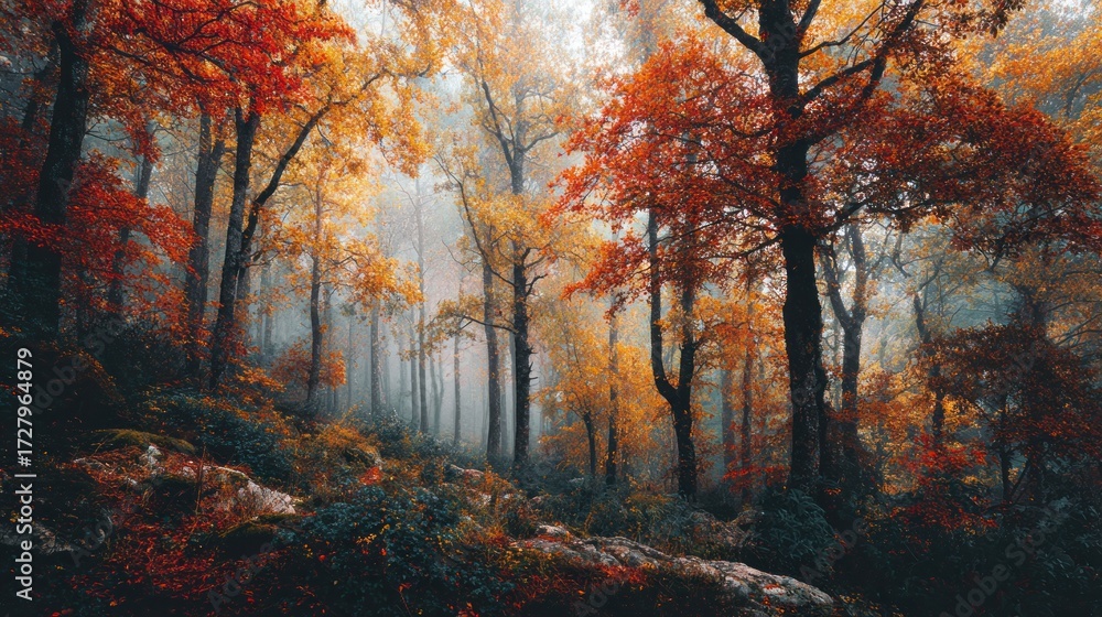 Obraz premium Autumnal forest pathway