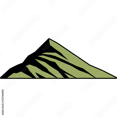 Green Mountain Silhouette Illustration with Sharp Ridges for Outdoor and Nature Design
