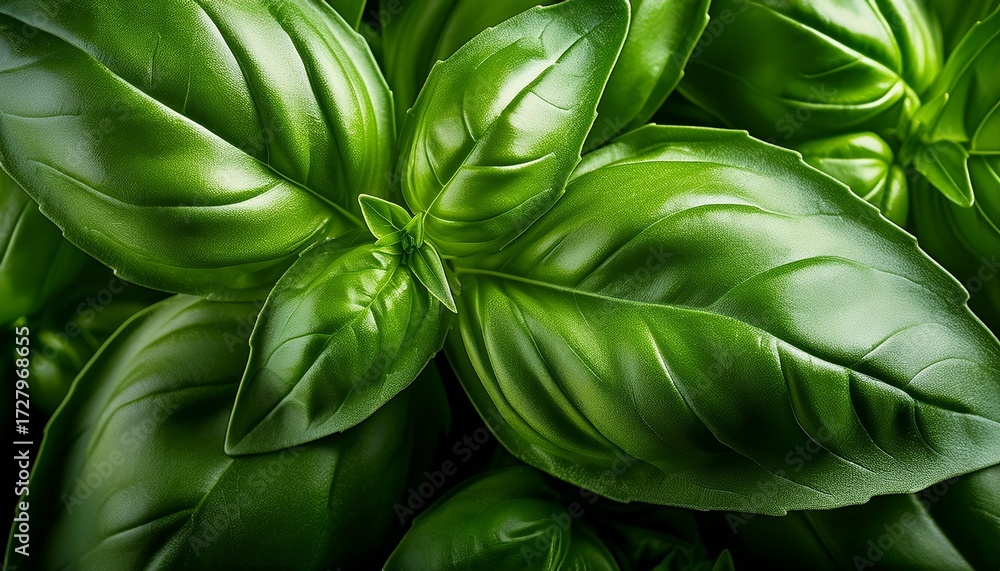 Obraz premium Close Up Abstract Texture Background Of A Sweet Basil Ocimum Basilicum Plant