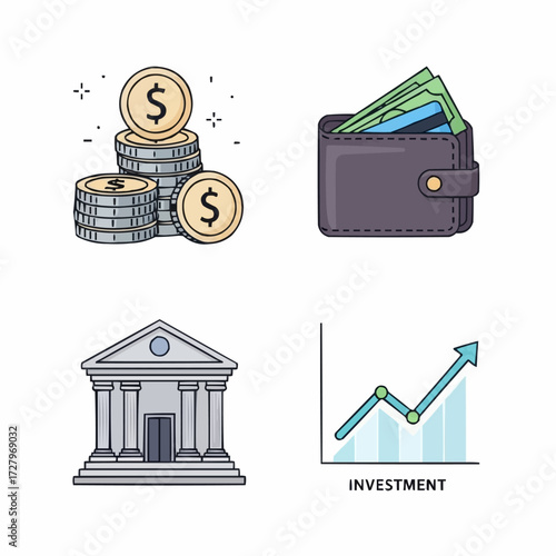 vector illustration of wallet with money