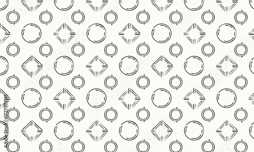Abstract Diagonal Geometric Seamless Pattern with Sketched Shapes