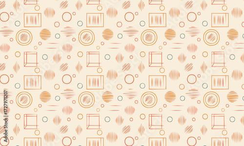 Playful Hand-Drawn Geometric Seamless Pattern with Scribble Texture
