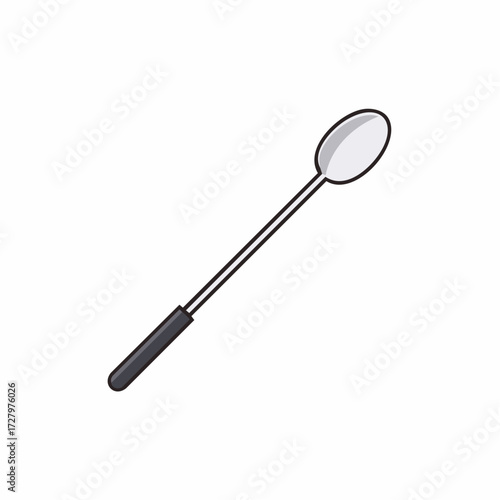 Vector graphic of a sophisticated long-handled stirring spoon, essential for precise beverage mixing and cocktail creation
