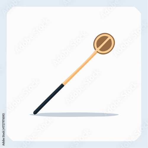 Wooden wizard staff with a forbidden symbol, a mystical artifact for a fantasy game