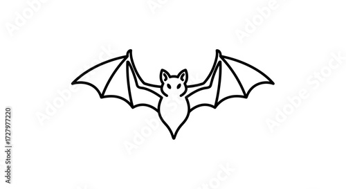 SVG Icon of Bat with Outlined Wings in Line Art Style Vector SVG Design