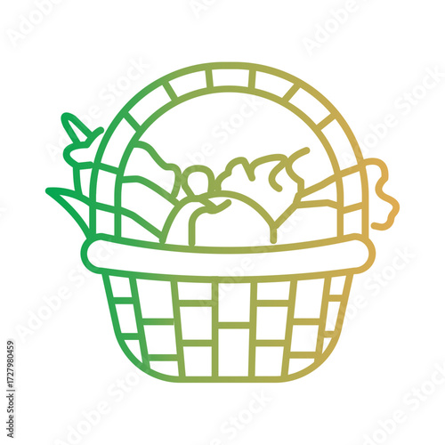 Autumn Bounty Basket Line Icon A Gradient Filled Vector Illustration of Harvest Produce