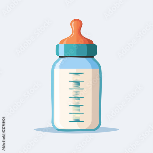 Illustrative Representation of a Baby Bottle Filled With Milk on a White Background